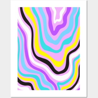 Retro 80s Trippy Liquid Swirls Posters and Art